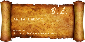 Balla Laborc névjegykártya